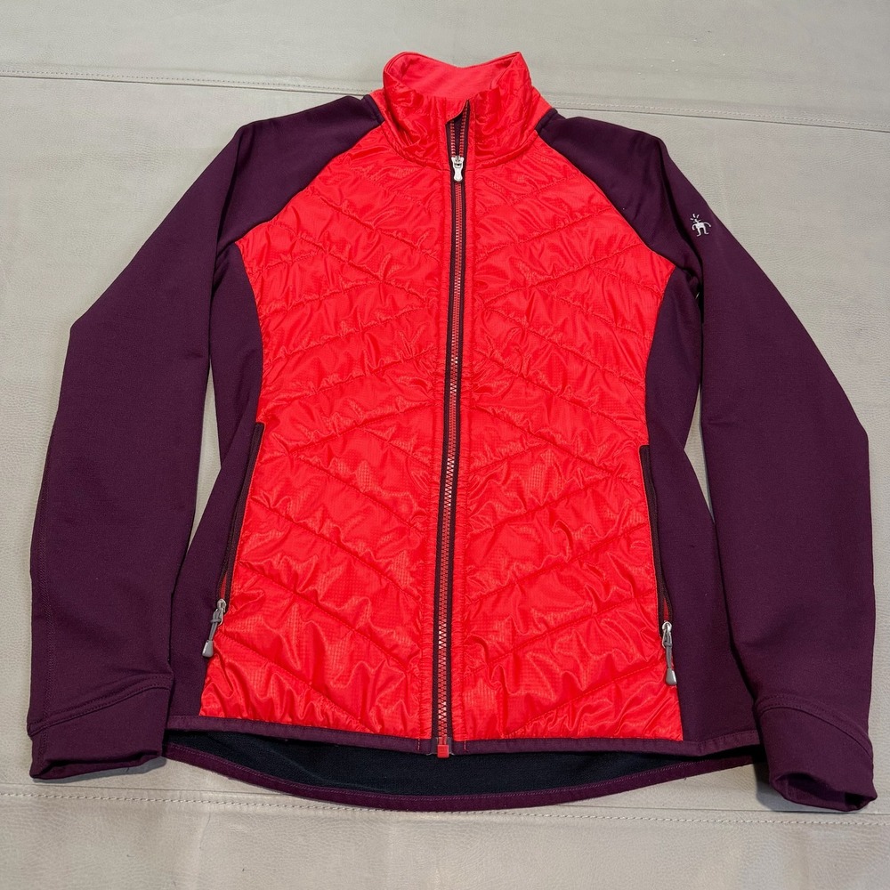 Smartwool Women Corbet 120 Quilted Hybrid Zip Jacket Red Purple M Activewear Y2K